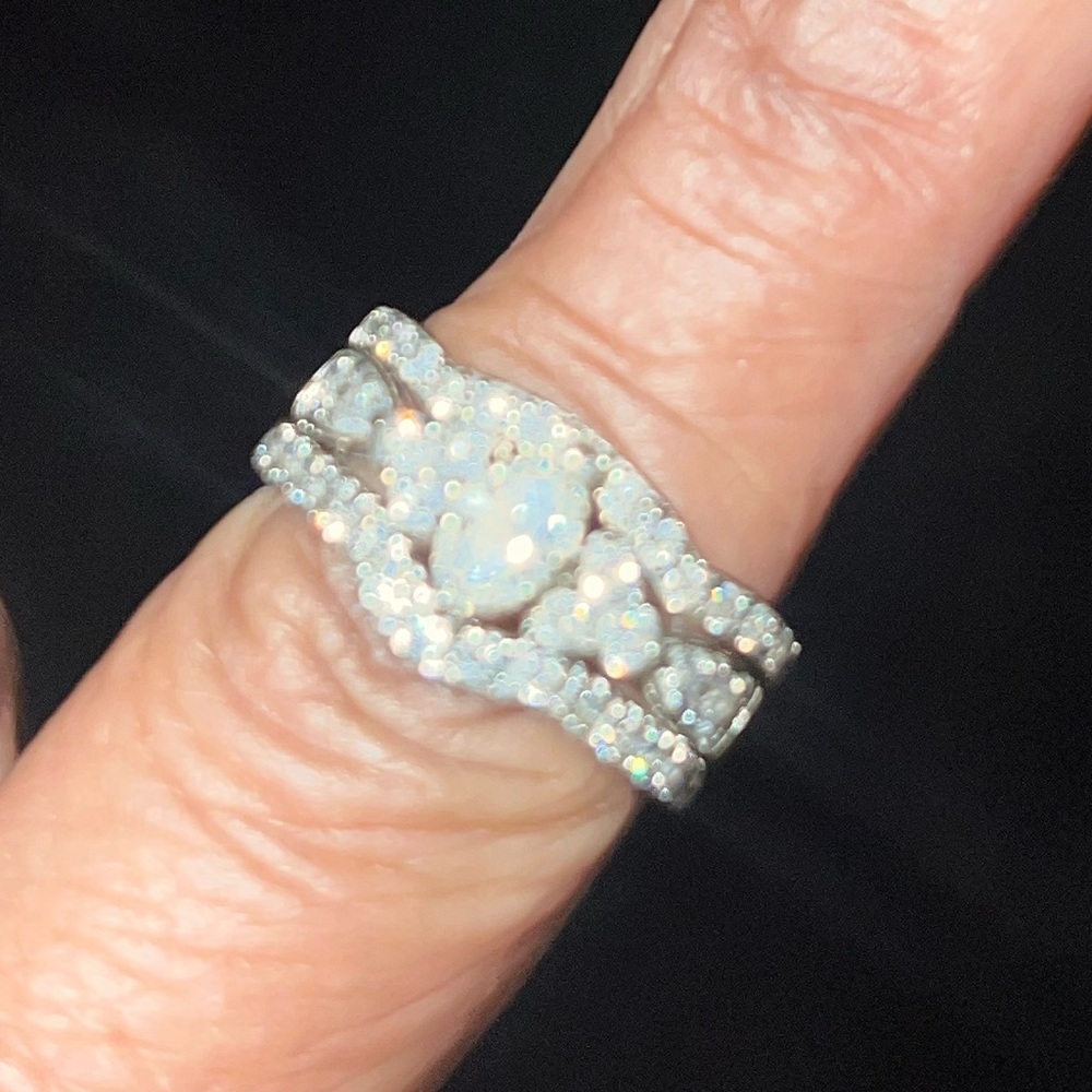 3 Piece Diamond Ring Bridal Set size 7 - Picture 2 of 5